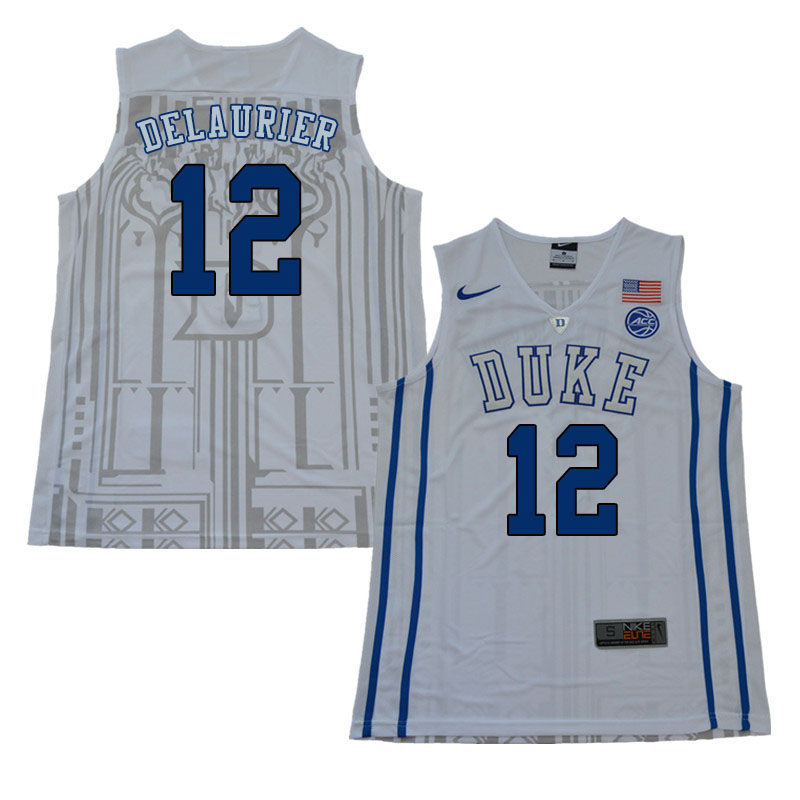 2018 Men #12 Javin DeLaurier Duke Blue Devils College Basketball Jerseys Sale-White - Click Image to Close